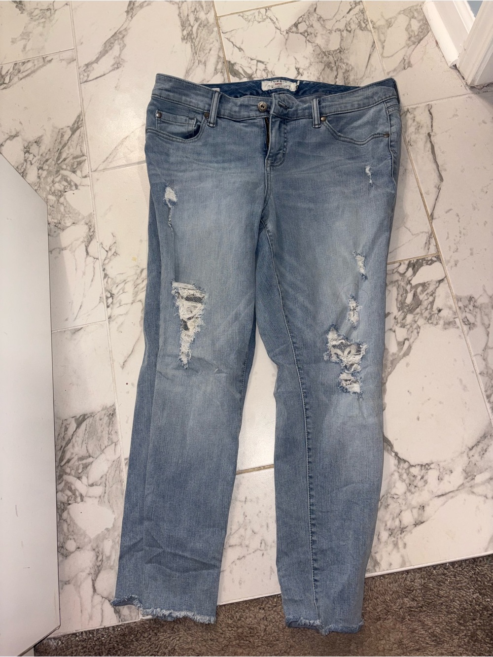 torrid Light Blue Distressed Ankle Jeans